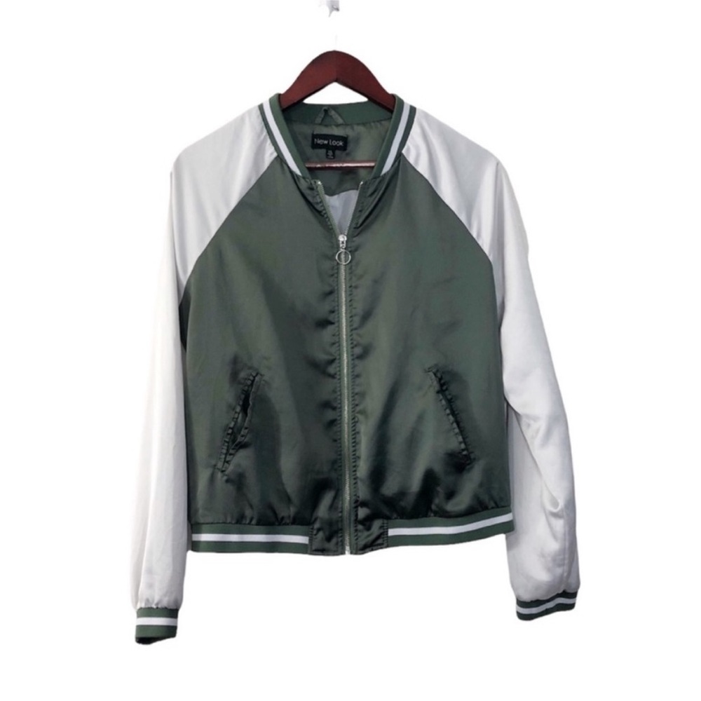 New Look Green White Satin Long Sleeve Jacket